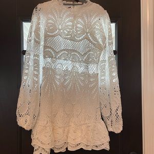 ShowPo White lace long sleeve dress - size 10